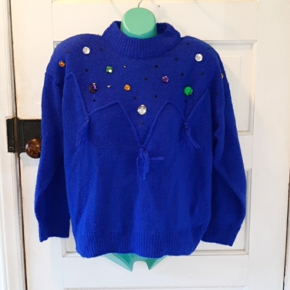 Vintage 1980s Anytime Glitz med rhinestone sweater